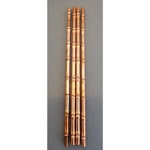 Set of 4 Bamboo Looking, Copper Plated Tiki Straws - 9-1/2" long